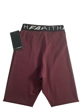 Faith Connexion women Maroon Athletic Shorts with Branded Waistband.